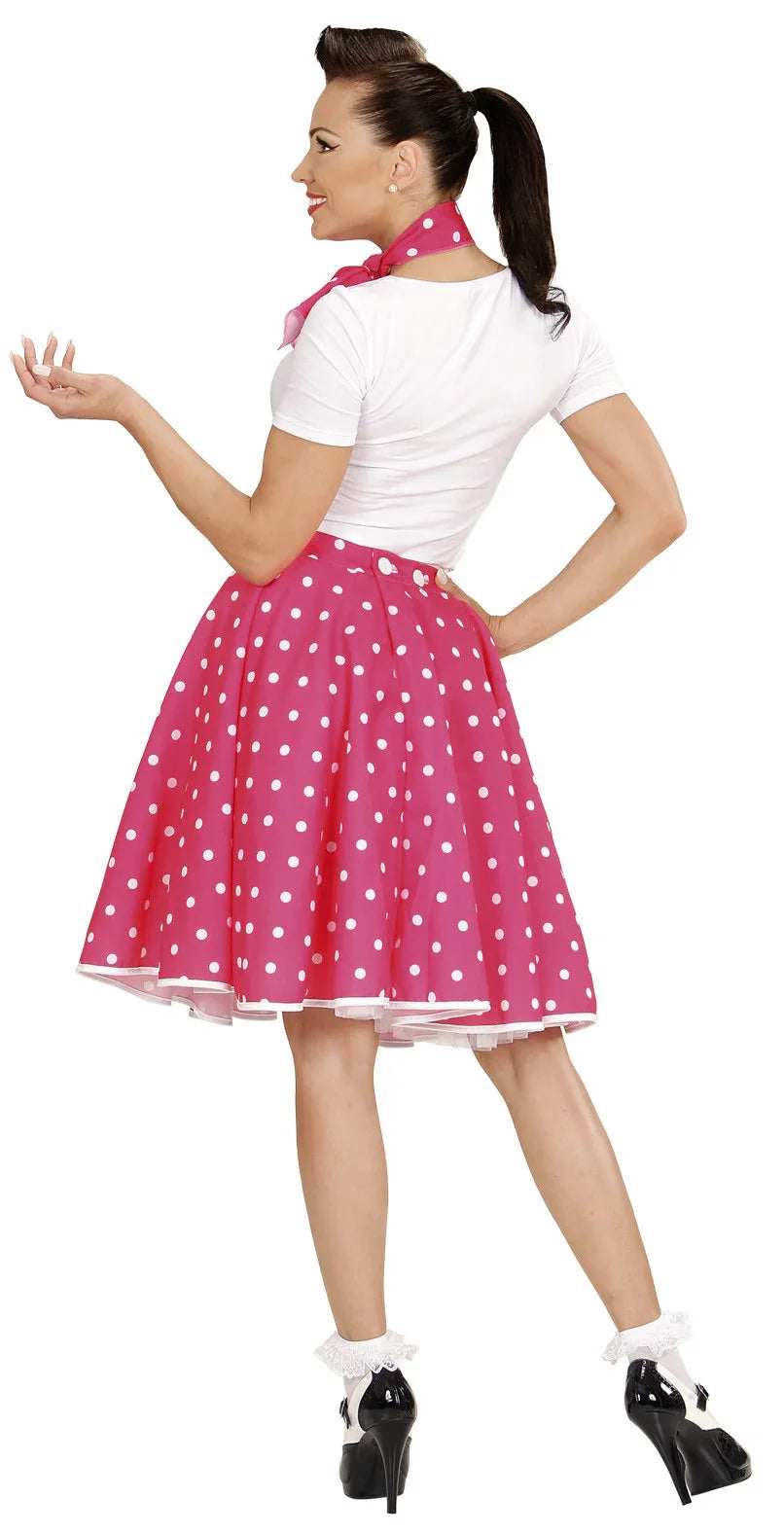 Falda de Lunares con Pañuelo Rosa Grease y Años 40 - 50 Widmann